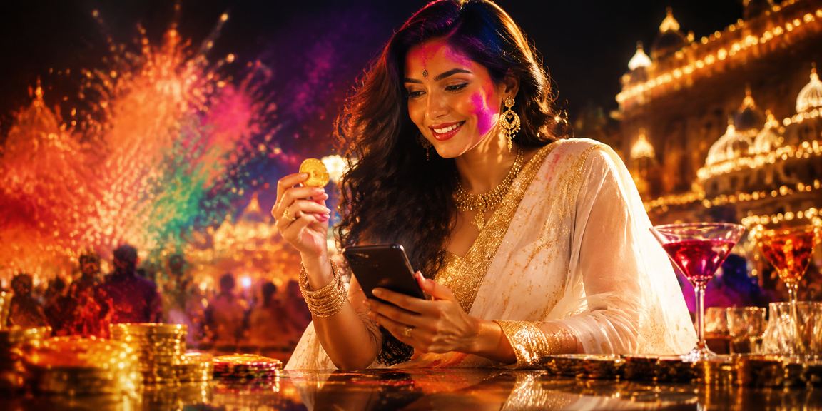 Indian woman using mobile for casino games