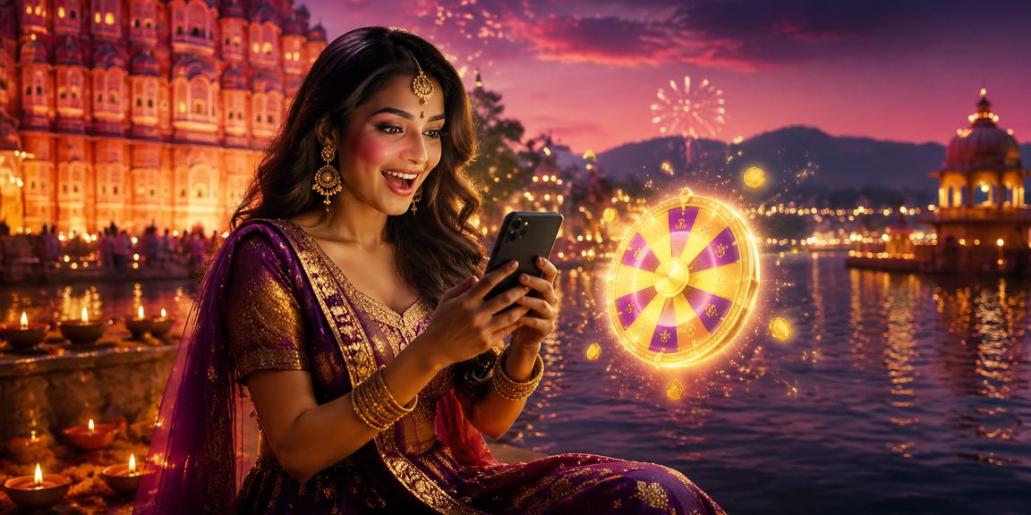 Colorful Indian casino gaming scene during Diwali festival